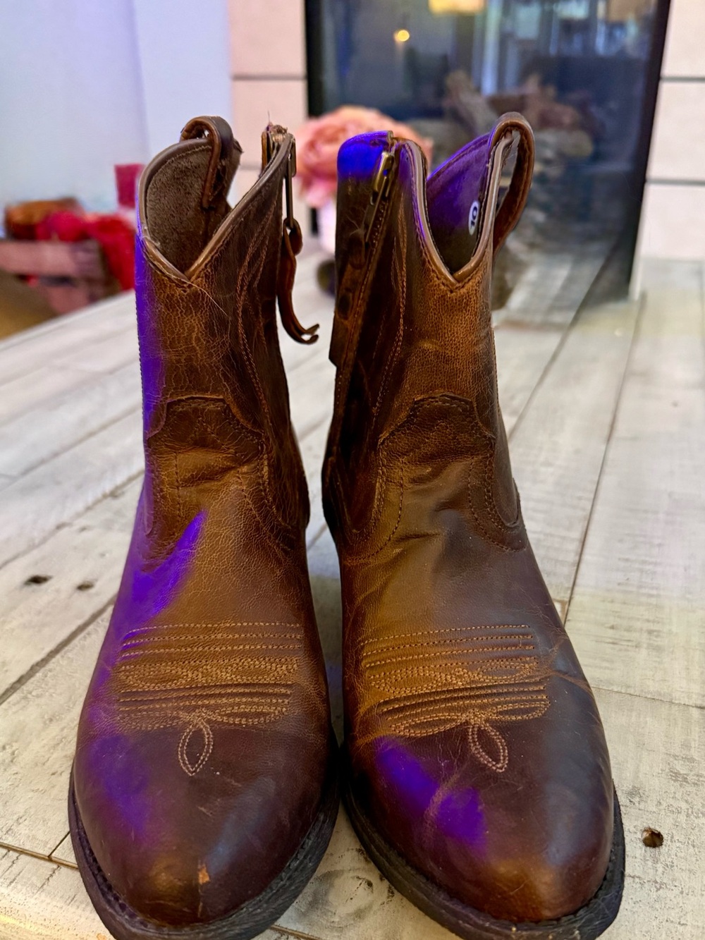 Ariat Brown Suede-Lined Western Boots